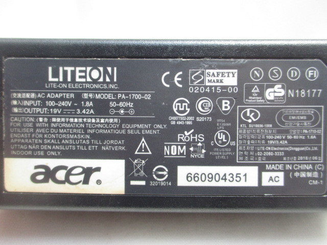 AD32786★LITEON★ACアダプター★PA-1700-02★保証付！即決！_画像2