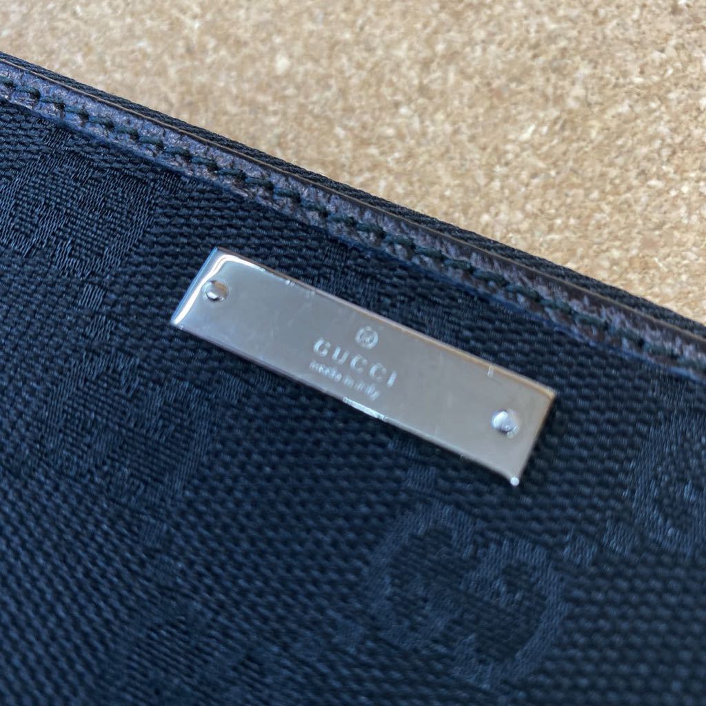 状態良好品☆GUCCI ＊ グッチ キャンバス メタルバー ラウンドファスナー長財布 GG キャンバス ブラック 3595C 6969_画像5