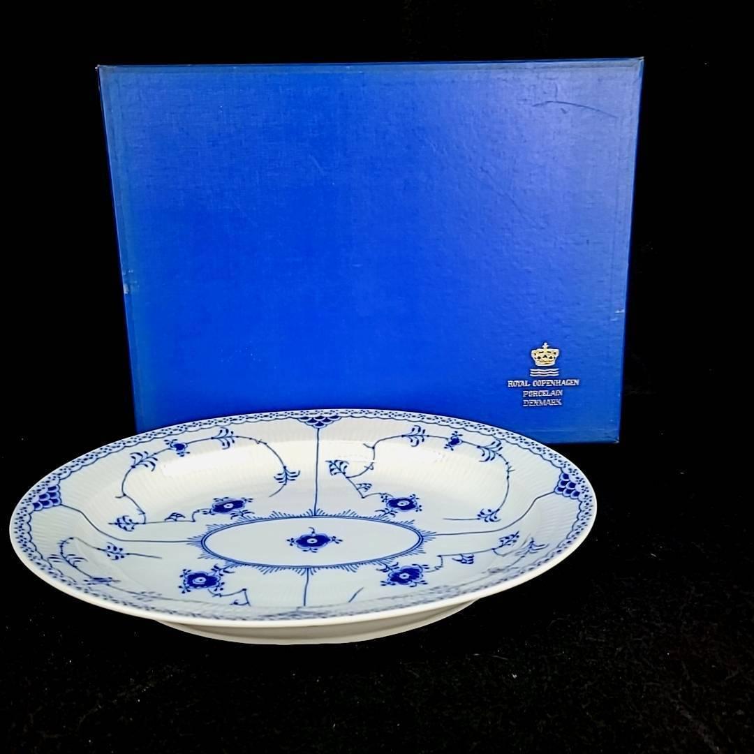 ★美品 ◆ ロイヤルコペンハーゲン RoyalCopenhagen ブルーフルーテッド　ハーフレース オーバルディッシュ デンマーク製_画像1