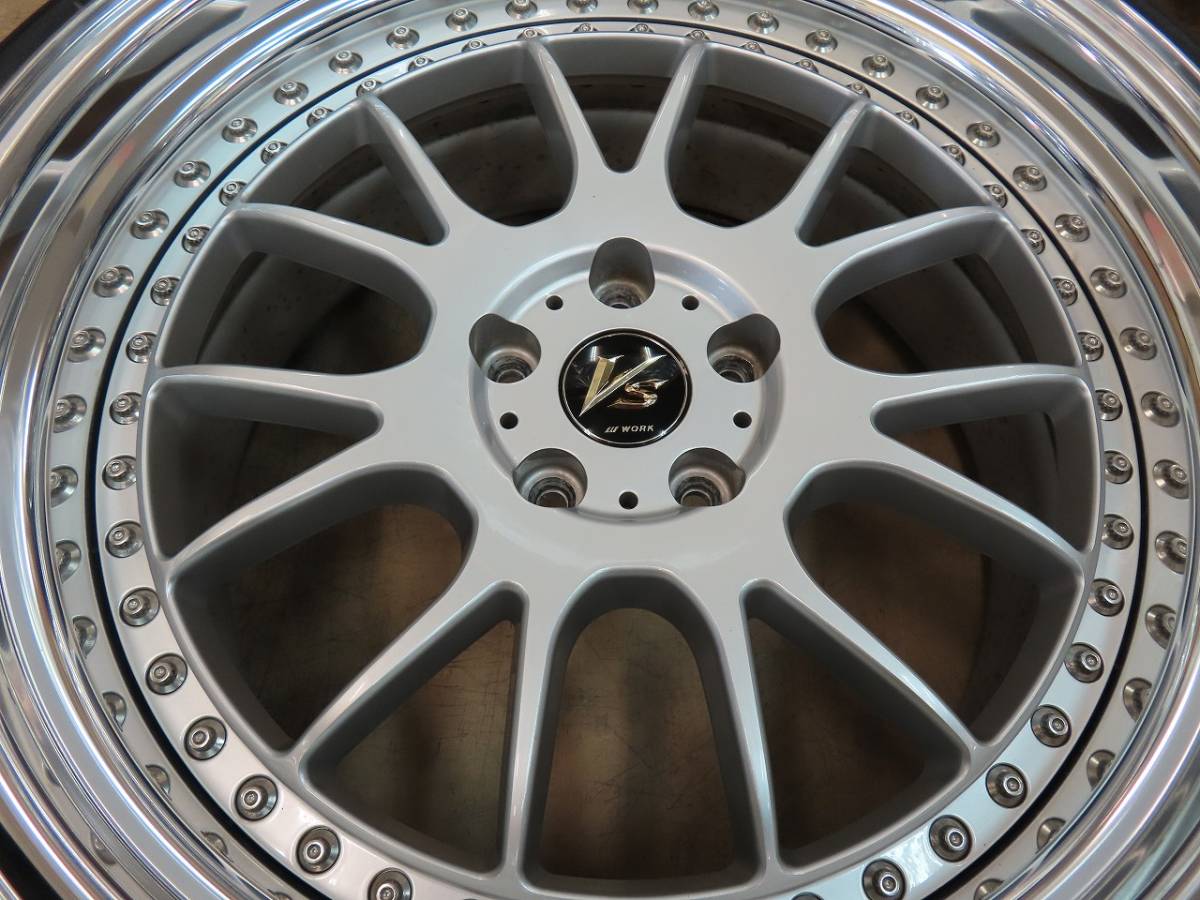 ☆ワーク VS XX 20インチ アルミ 10J +23/10.5J +17 深リム 5穴 PCD114.3 バーニングシルバー NITTO NT555 G2 245/35 4本 中古☆_画像3