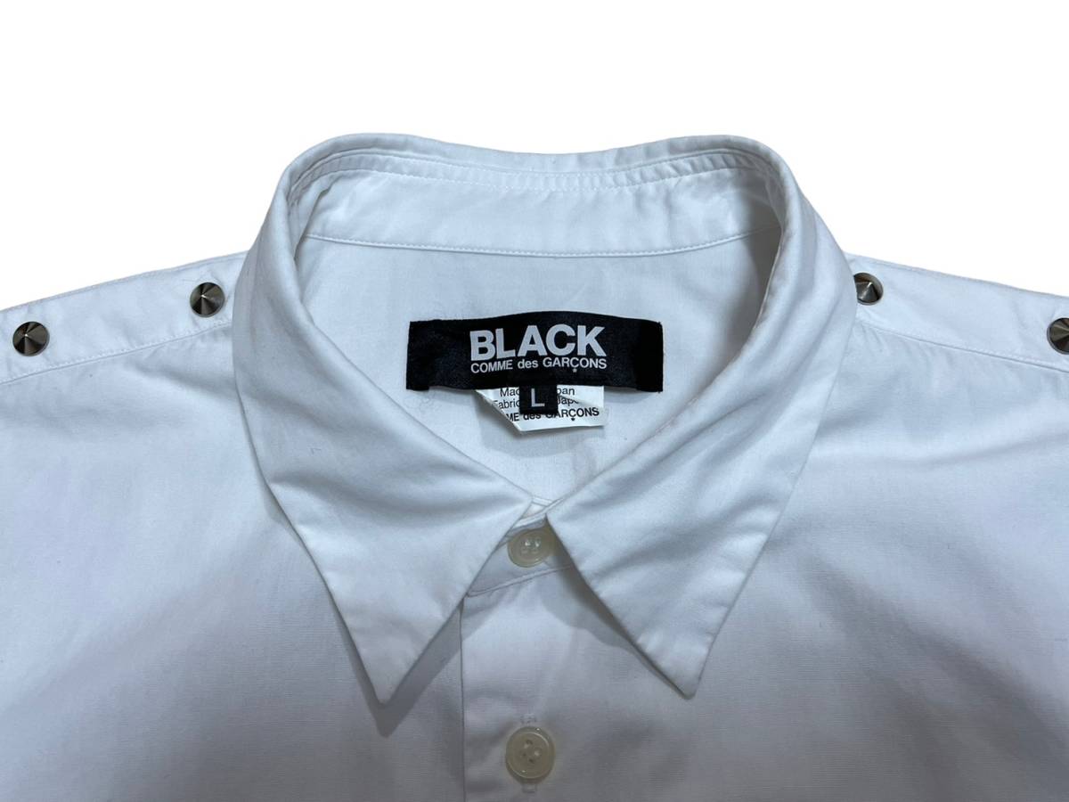 BLACK COMME des GARCONS ブラックコムデギャルソン【1T-B012】2017年秋冬 ショルダースタッズ ロングスリーブシャツサイズ：L ホワイトの画像4