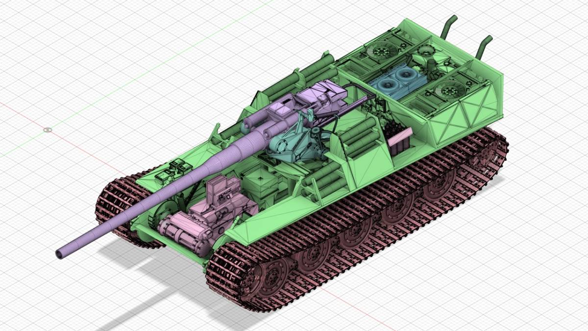 【送料込み】1/144 ヤークトタイガー フルインテリアキット（3Dプリンタキット 練習用パーツ付き）_画像8