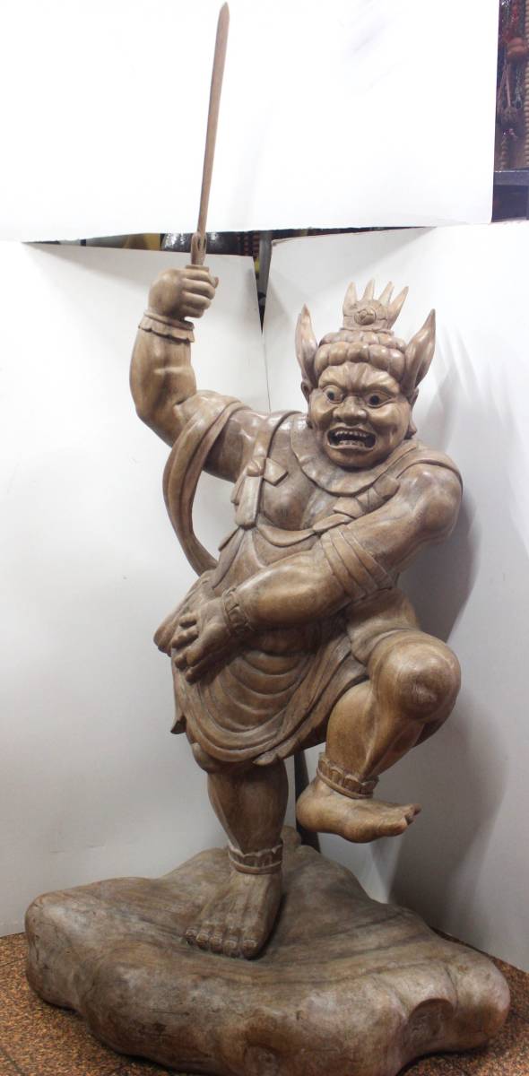 希少 仏教美術 木造 十二神将 迷企羅大将 高さ 140cm 木彫 仏像 アカシア