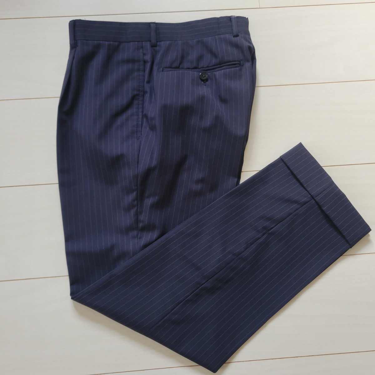BEAMS F スーツ 44 8R ネイビー スピントライプ カノニコ navy BEAMS F スーツ 44 8R ネイビー スピントライプ カノニコ navy