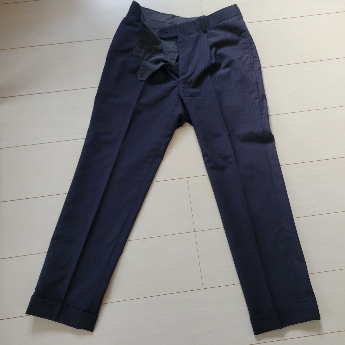 BEAMS F スーツ 44 8R ネイビー スピントライプ カノニコ navy BEAMS F スーツ 44 8R ネイビー スピントライプ カノニコ navy