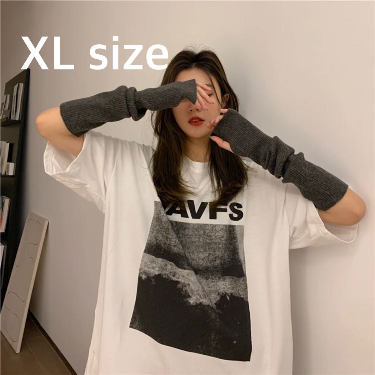 SALE中　ロゴ プリント Tシャツ オーバーサイズ XL ホワイト 韓国 夏 レディース ストリート トップス シンプル 半袖