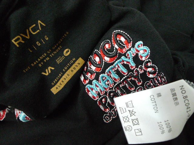 ◆RVCA ルーカ MATTY'S PATTY’S OUTDOOR アウトドア クラブ 刺繍 Tシャツ 黒 サイズL 美品_画像6