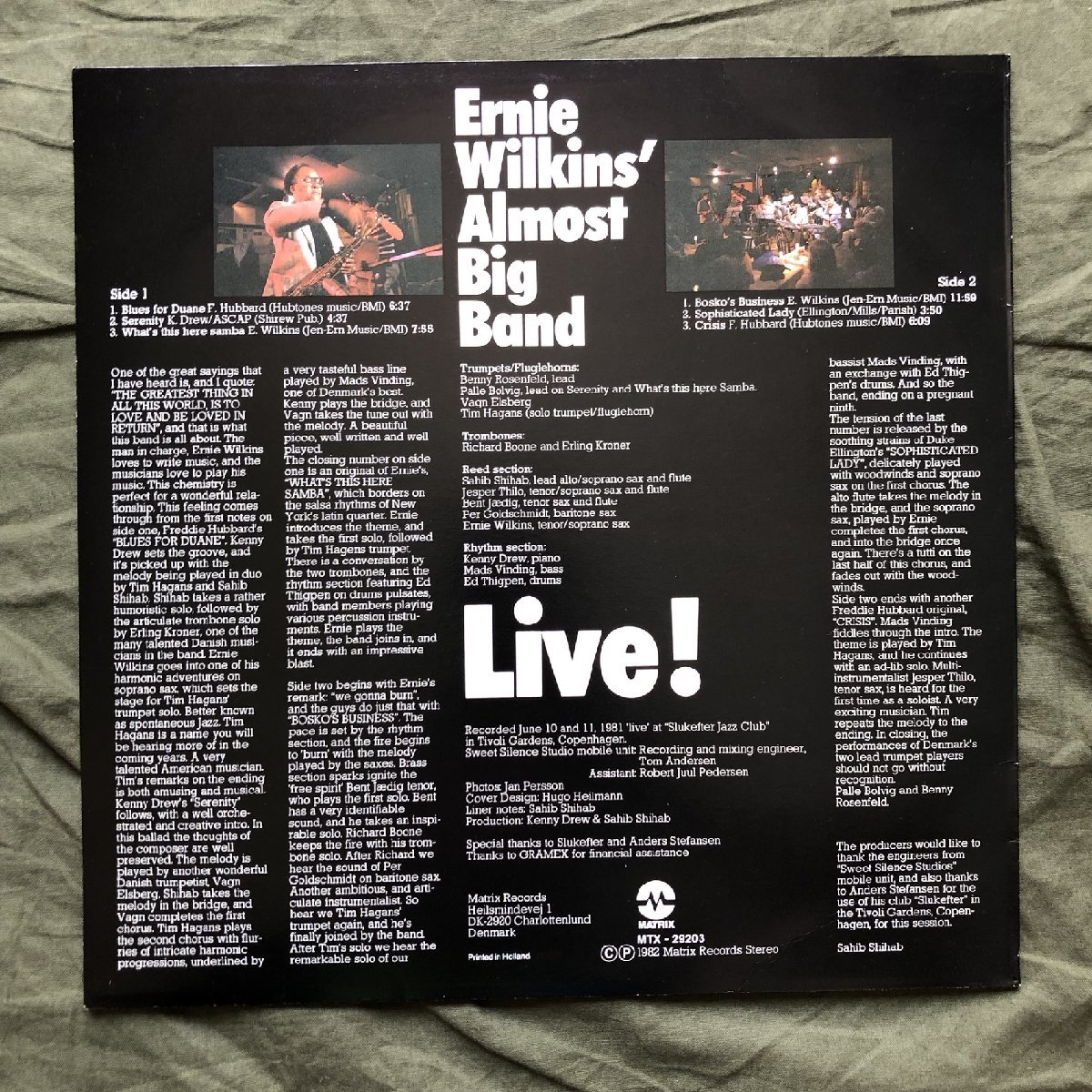 原信夫Collection 傷なし美盤 1982年 オランダ盤 オリジナルリリース盤 LPレコード Ernie Wilkins' Almost Big Band Live! Copenhagen_画像2