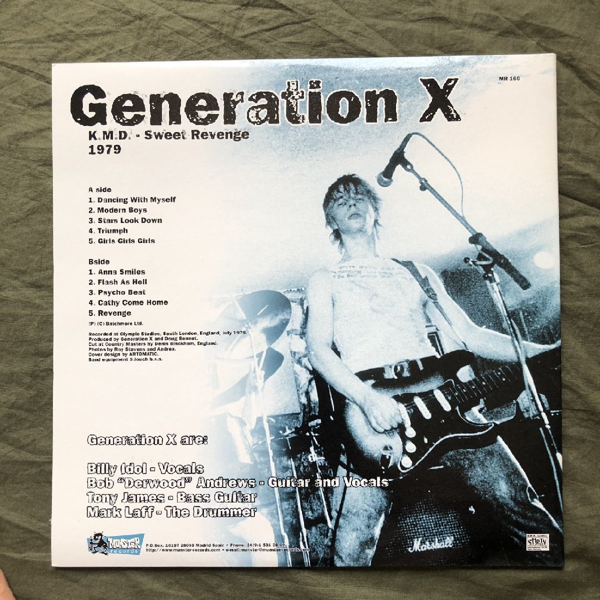 美盤 美ジャケ 激レア 美品 230g重量盤 1998年 スペイン盤 オリジナル盤 Generation X LPレコード K.M.D. - Sweet Revenge: Billy Idol_画像2