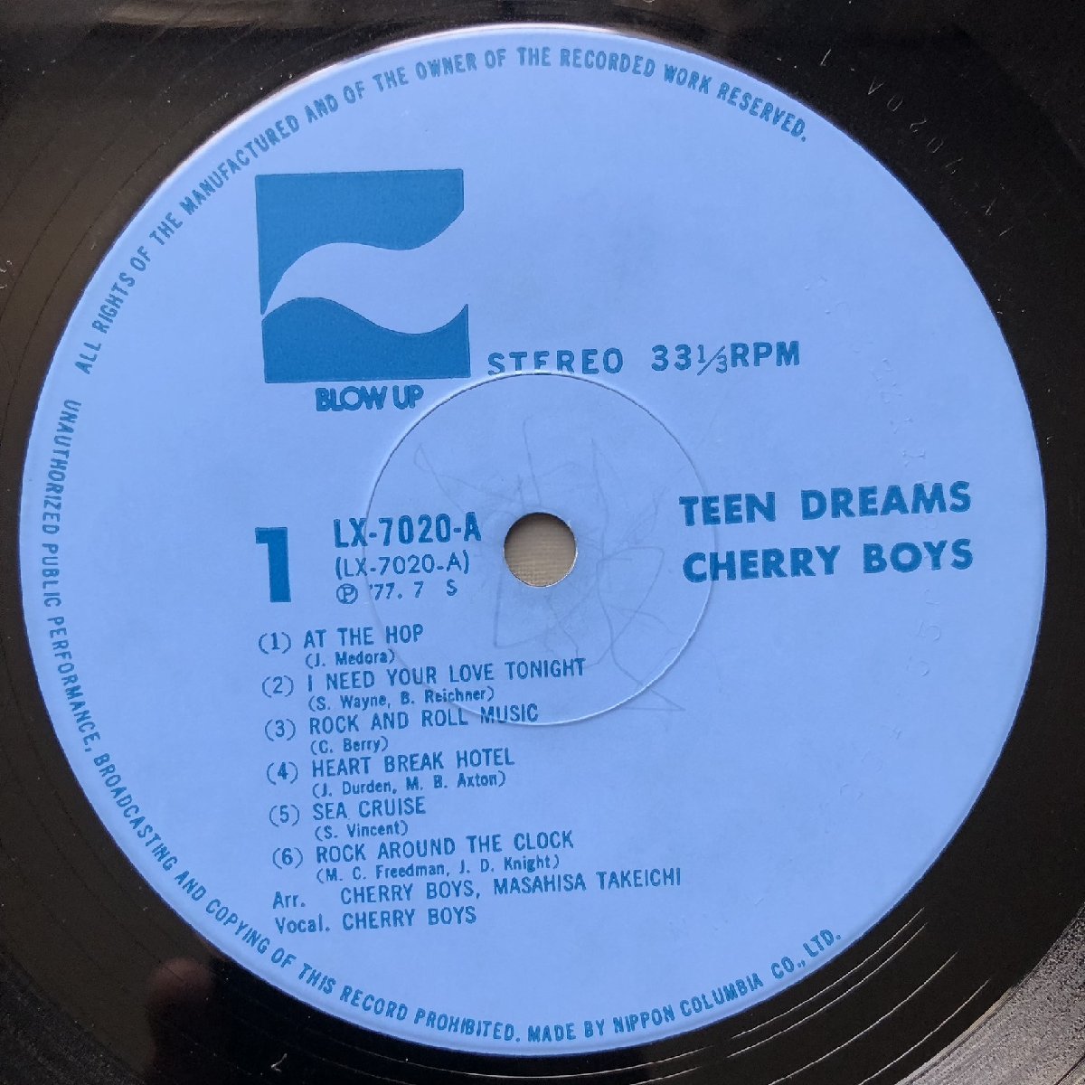 1977年 オリジナルリリース盤 チェリー・ボーイズ Cherry Boys LPレコード ティーン・ドリームス Teen Dreams 名盤 帯付 At The Hop_画像7