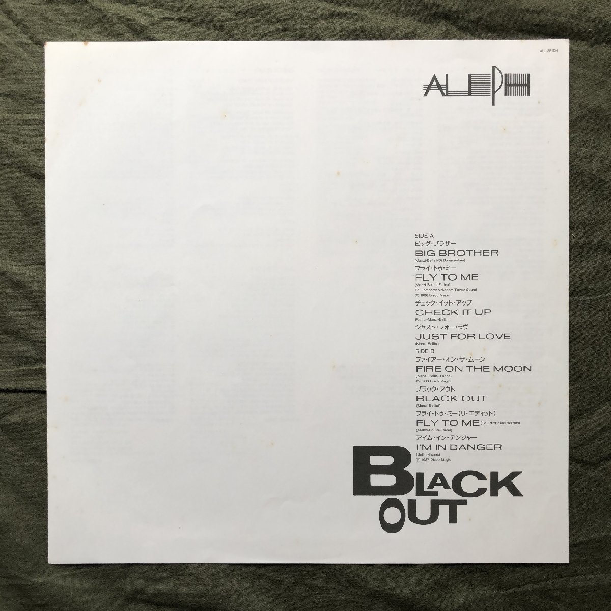 美盤 良ジャケ 激レア 1988年 国内盤 アレフ Aleph LPレコード アレフ１ ビッグ・ブラザー Black Out 帯付 Italian Dance Music Unit_画像6