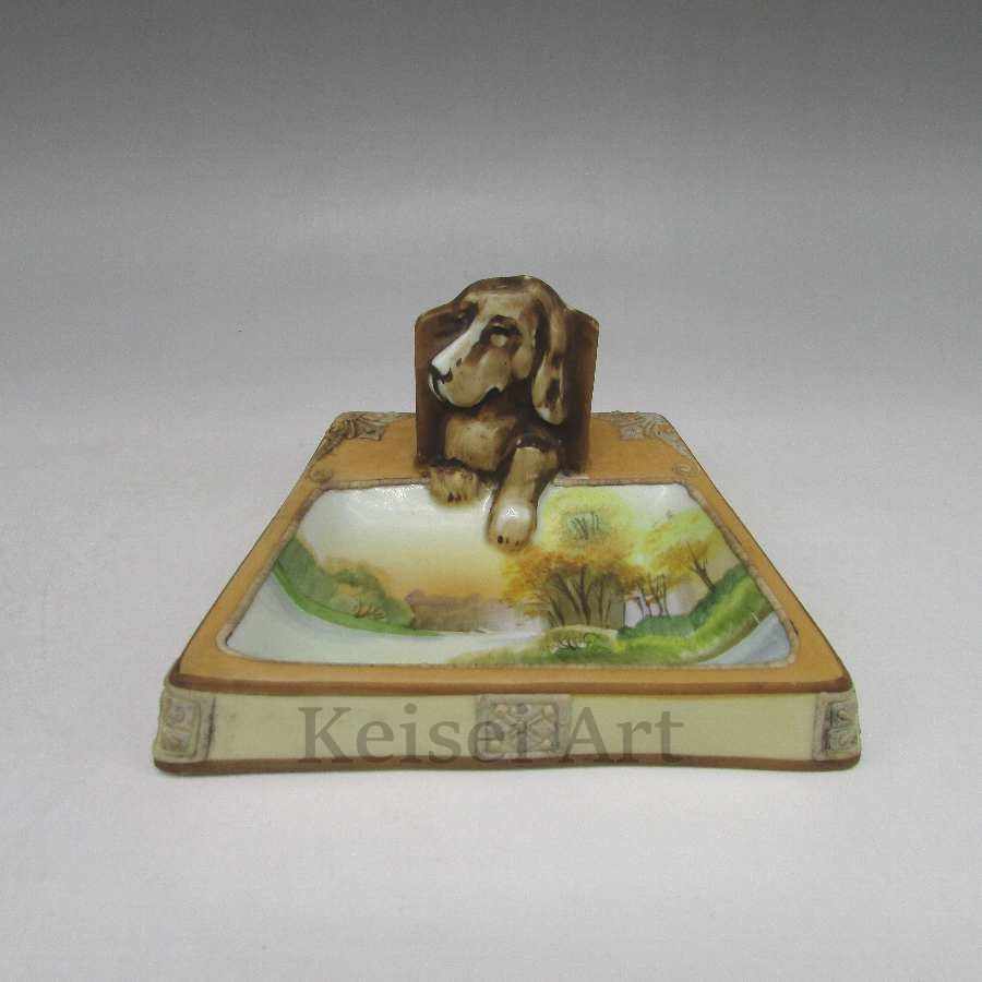  Old Noritake dog figure Match holder attaching ashtray U1624