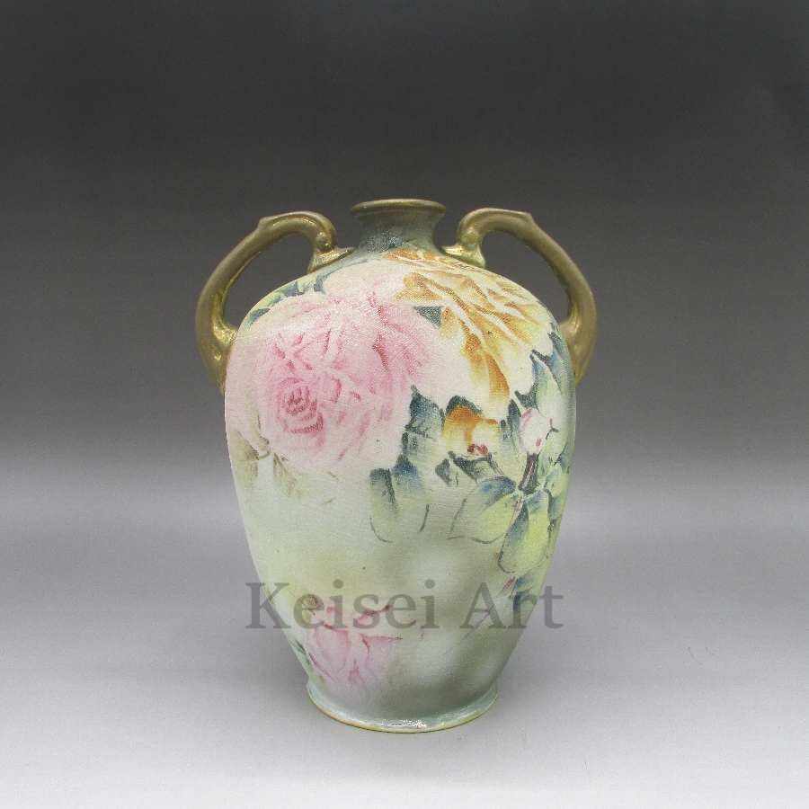 オールドノリタケ タペストリー薔薇文花瓶 U1534_画像1