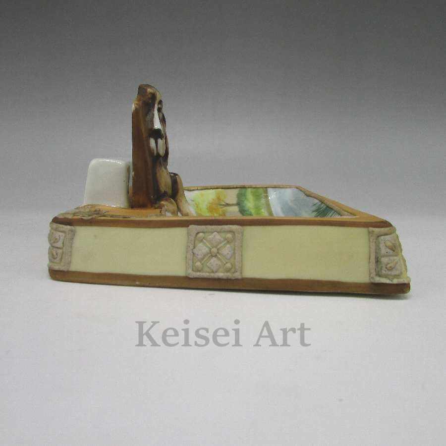  Old Noritake dog figure Match holder attaching ashtray U1624