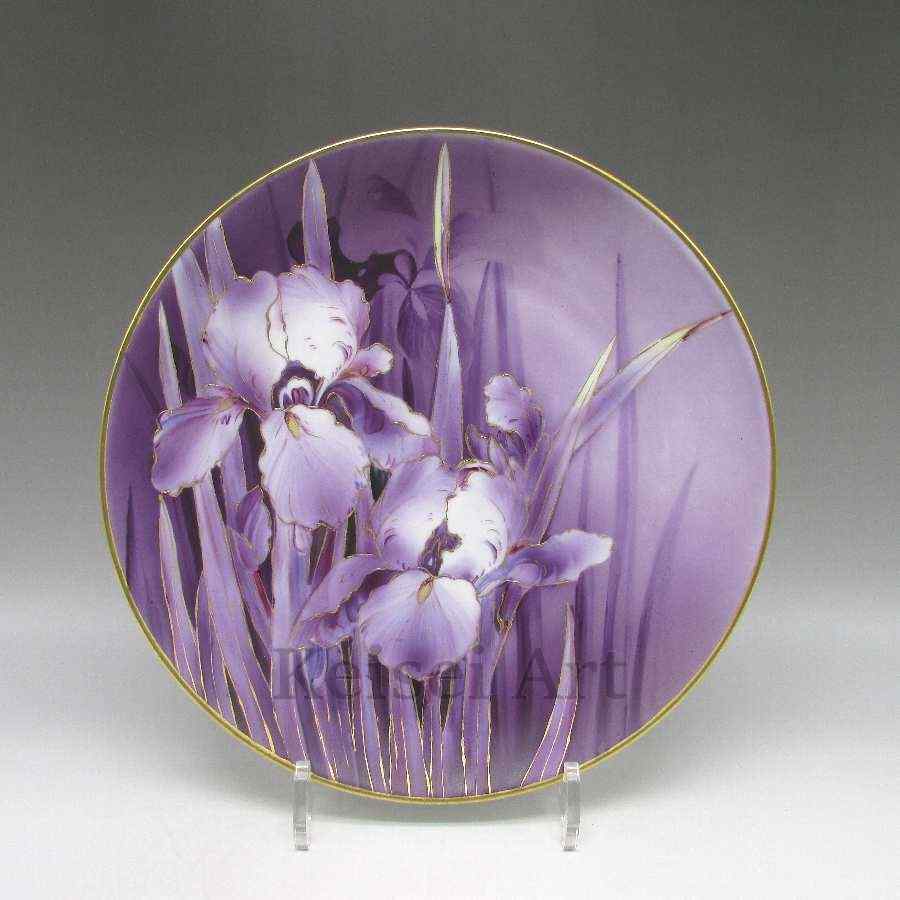 世界有名な オールドノリタケ U2867 紫地アイリス花文飾皿 オールドノリタケ