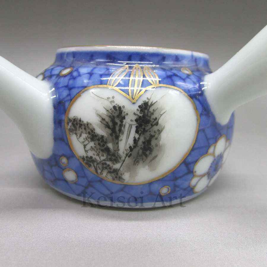  Old * Nippon frame . scenery bird writing small teapot U5801