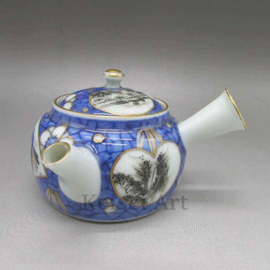  Old * Nippon frame . scenery bird writing small teapot U5801