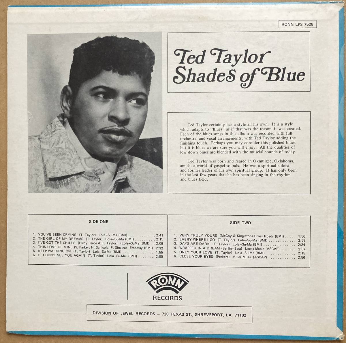 TED TAYLOR / SHADES OF BLUE RONN LPS-7528_画像2