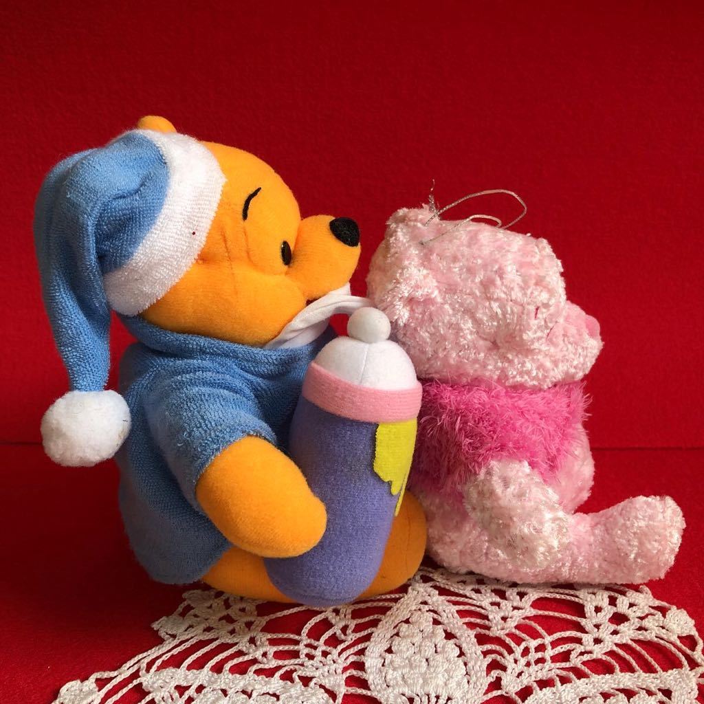  Winnie The Pooh Pooh soft toy strap 2 point set baby feeding bottle pink Disney Disney unused goods 