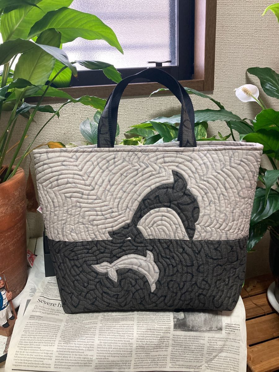 ハワイアンキルトバッグ パッチワーク トートバッグ イルカ ハワイアン