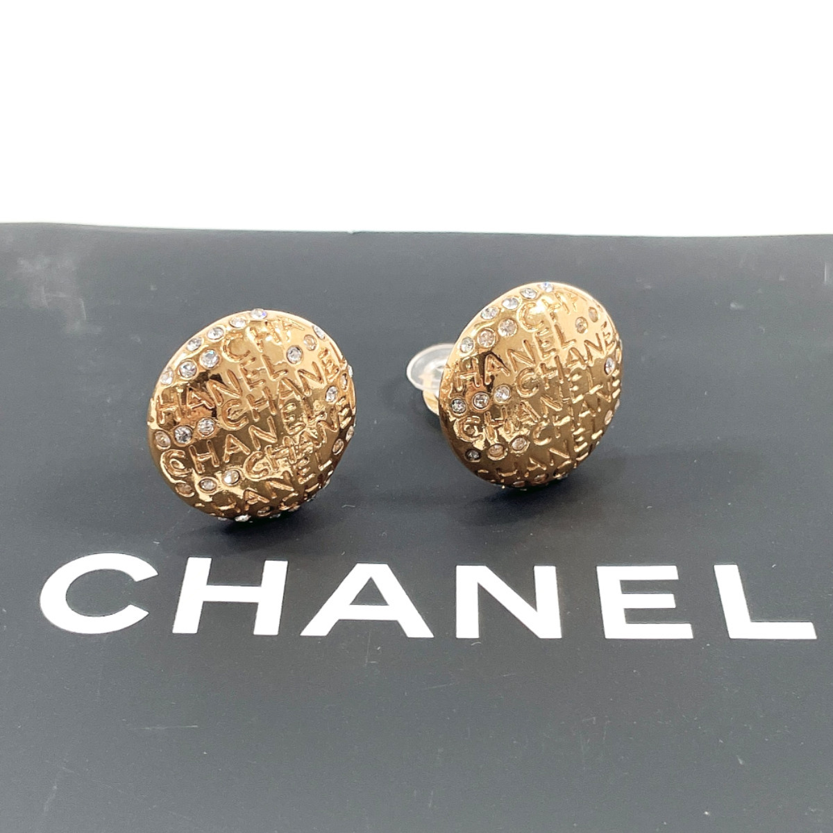 シャネル CHANEL イヤリング ロゴ メタル/ラインストーン ゴールド ヴィンテージ アクセサリー ジュエリー_画像2