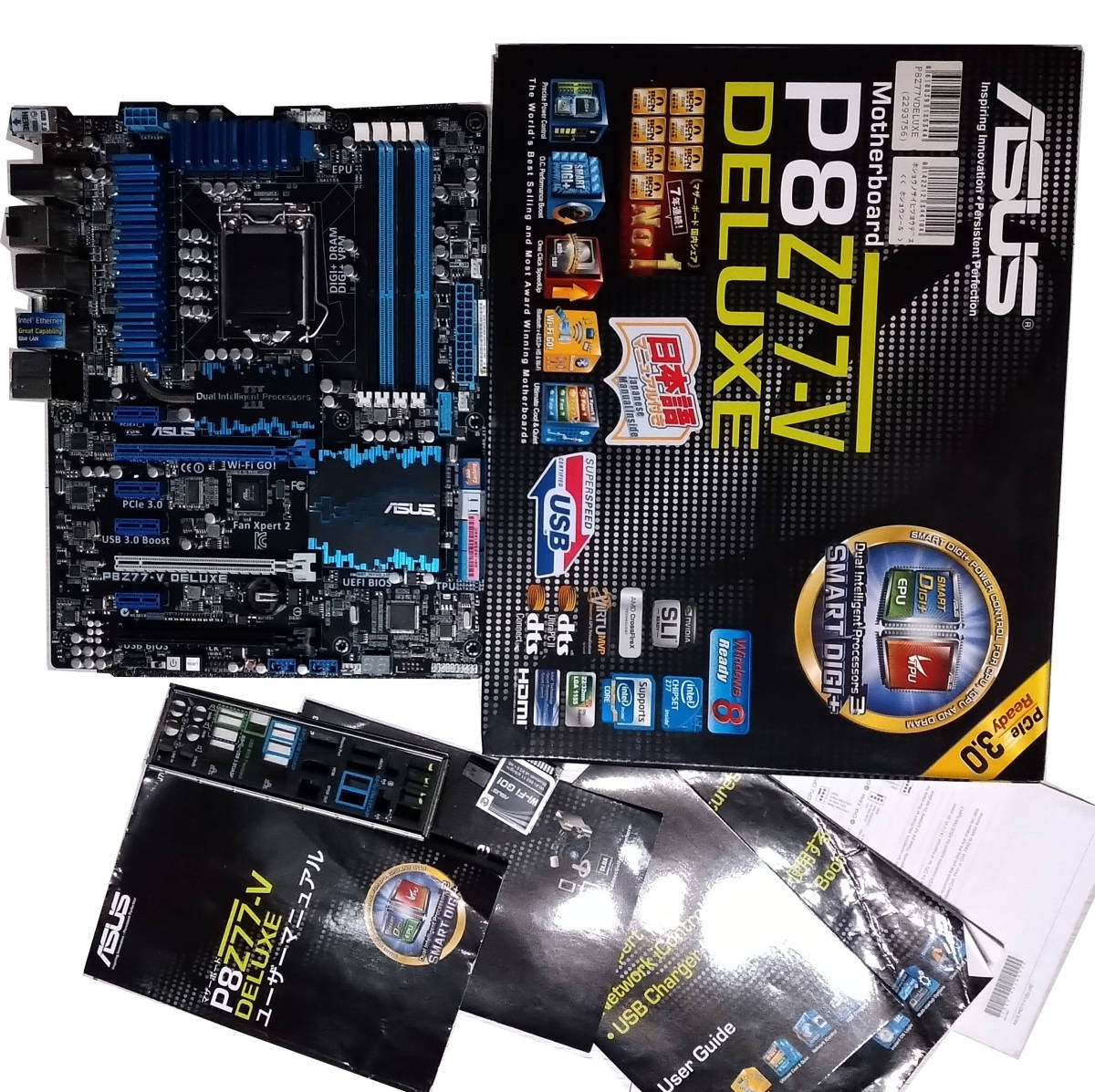 【中古】ASUS P8Z77-V DELUXE LGA1155 ＋ Win10Proデジタルライセンス_画像1