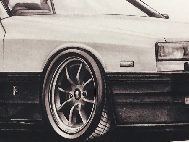 日産 NISSAN スカイライン R30 RS 鉄仮面 2ドア 後期 【鉛筆画 日産 NISSAN スカイライン R30 RS 鉄仮面 2ドア 後期 【鉛筆画