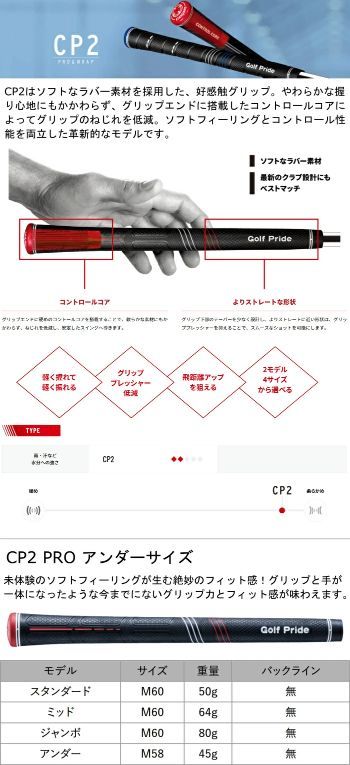 ゴルフプライド CP2 PRO ジャンボサイズ グリップ 80g M60 バックライン無し_画像2