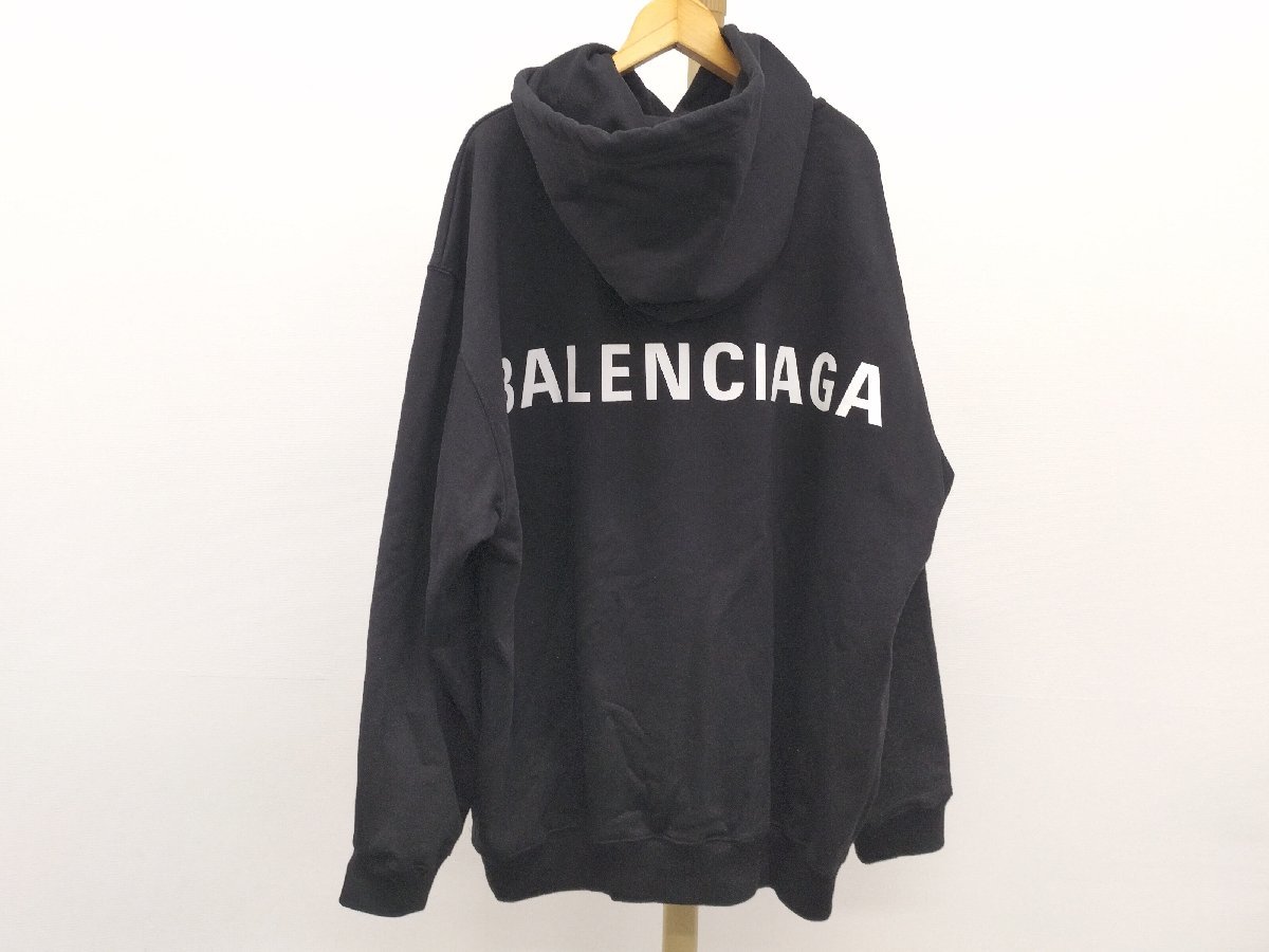 ●バレンシアガ BALENCIAGA バックロゴフーディ パーカー サイズL ブラック[Jコレ]543 T　_画像2