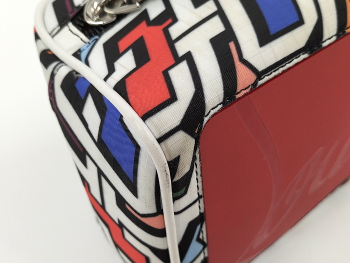 [ used ]Christian Louboutin second bag blaster nylon pouch multicolor white 