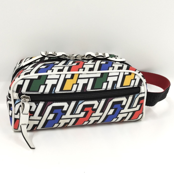 [ used ]Christian Louboutin second bag blaster nylon pouch multicolor white 