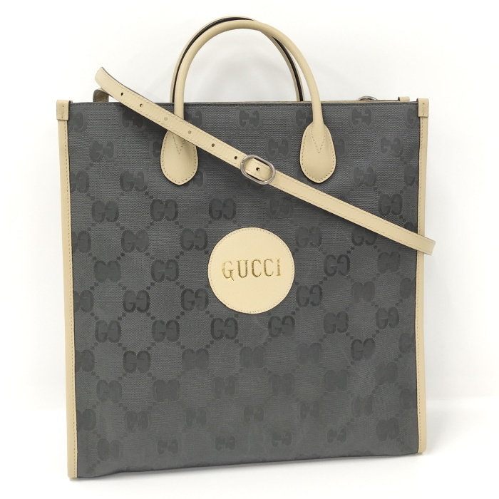 【中古】GUCCI オフ ザ グリッド 2WAY トートバッグ ショルダーバッグ ナイロン グレー 630355