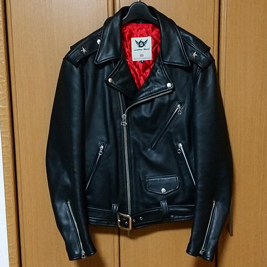 666 Leather Wear ダブルライダースジャケット ブラック 黒 40 牛革