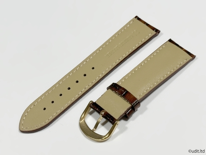 ラグ幅 22mm 腕時計ベルト レザーベルト バンド ブラウン 尾錠ゴールド クロコダイル調 ハンドメイド 尾錠付き レザーバンド LB102 _裏面のデザインです。