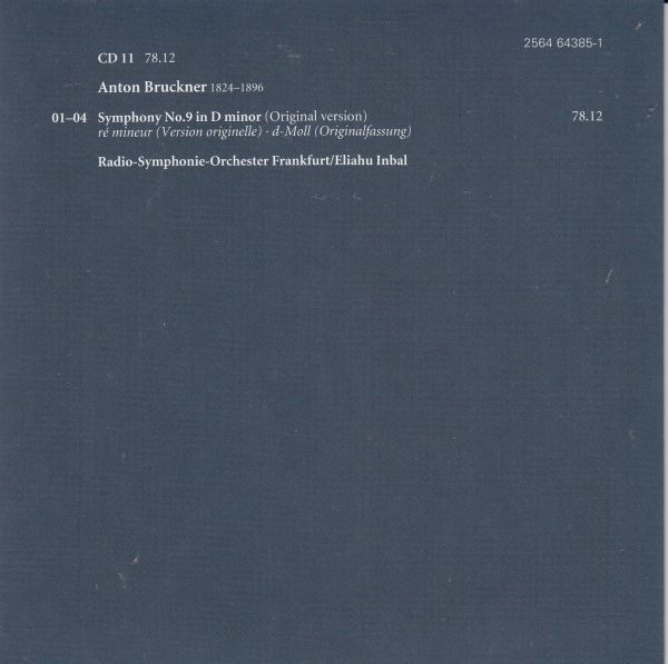 [CD/Teldec]ブルックナー:交響曲第9番ニ短調[原典版]他/E.インバル&フランクフルト放送交響楽団 1986-1987_画像2