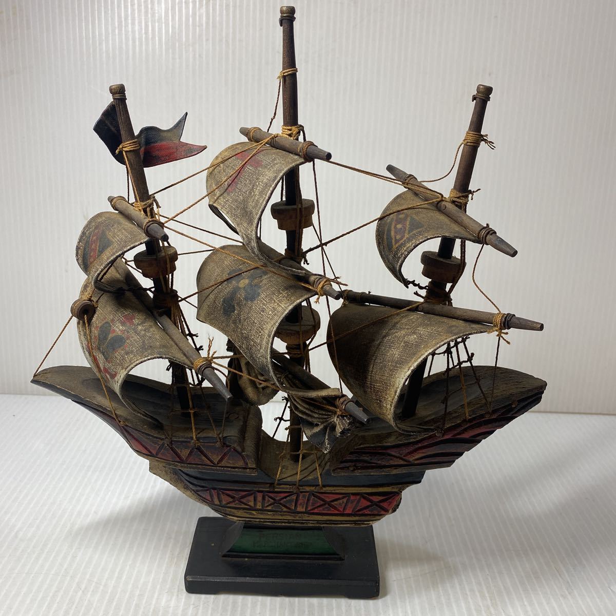 海外 お土産品 木製 帆船 模型 船 海賊船 高さ 約28cm レトロ