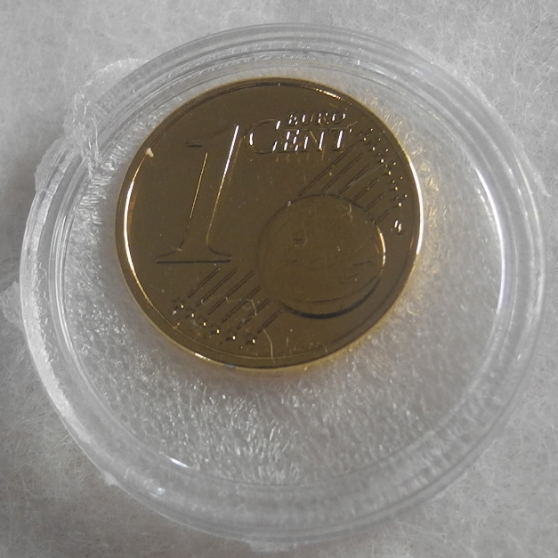 ドイツ 1セント コイン 24金メッキ仕様 2013 プルーフ 新品 ヨーロッパ ユーロ_画像1