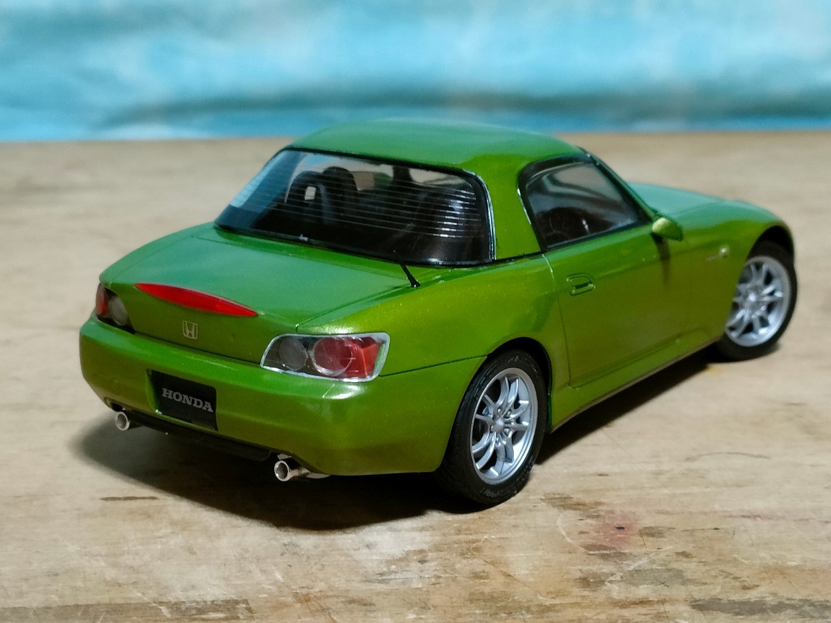 1/24　HONDA　S2000　 完成品　コンバーチブル　ライムグリーン　ピラー補修跡等ありジャンク　本田技研_画像4