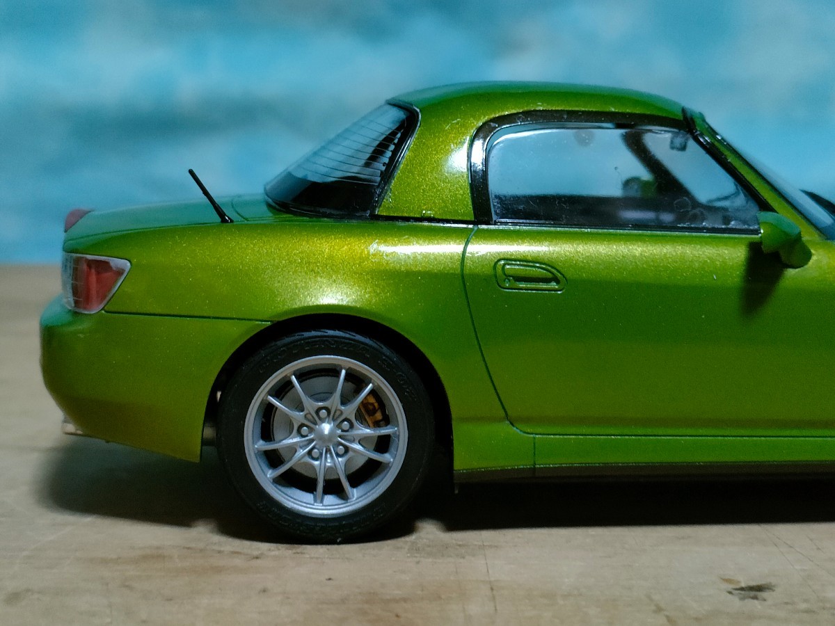 1/24　HONDA　S2000　 完成品　コンバーチブル　ライムグリーン　ピラー補修跡等ありジャンク　本田技研_画像6