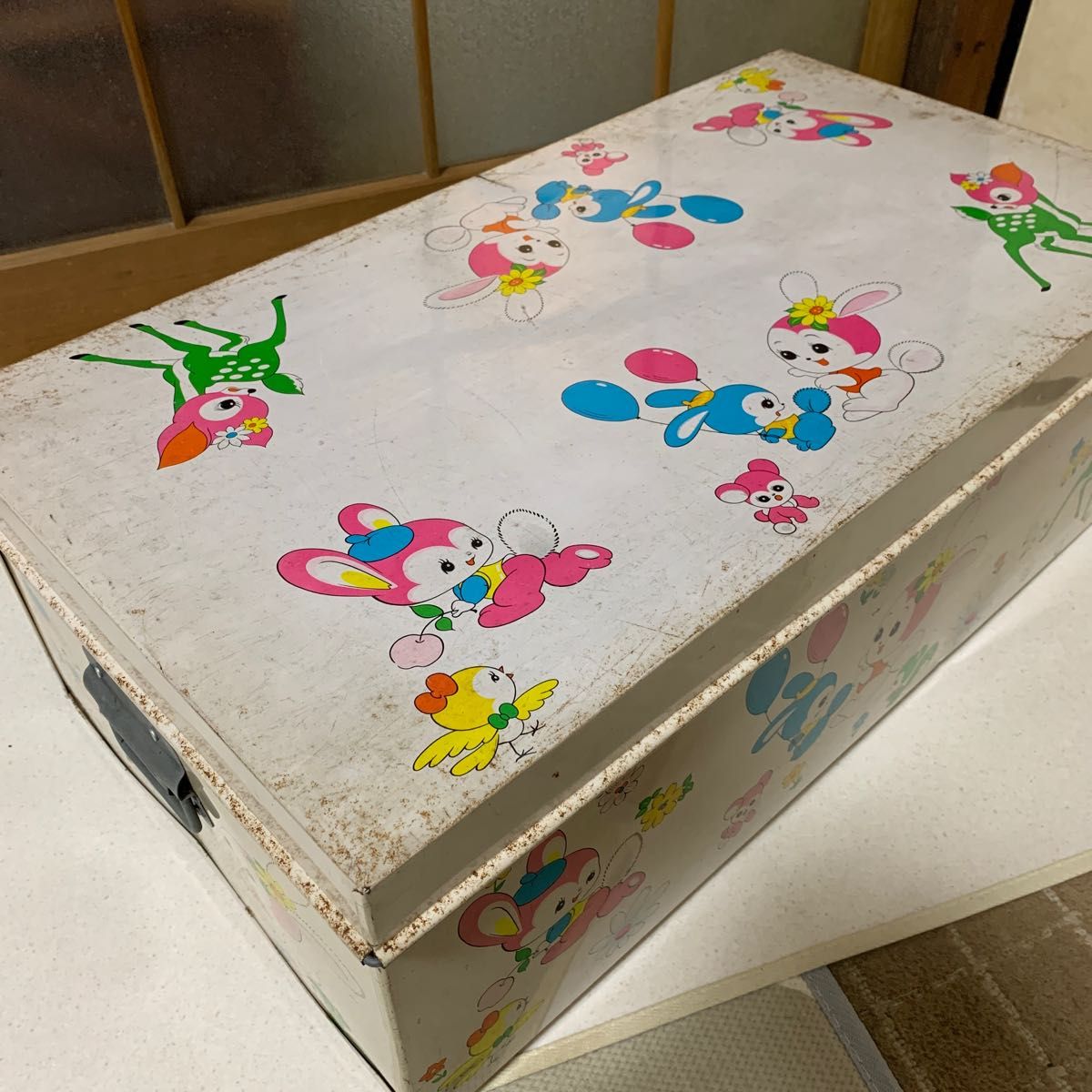 昭和レトロ ブリキ衣装ケース 収納ボックス レトロポップ 値下げ