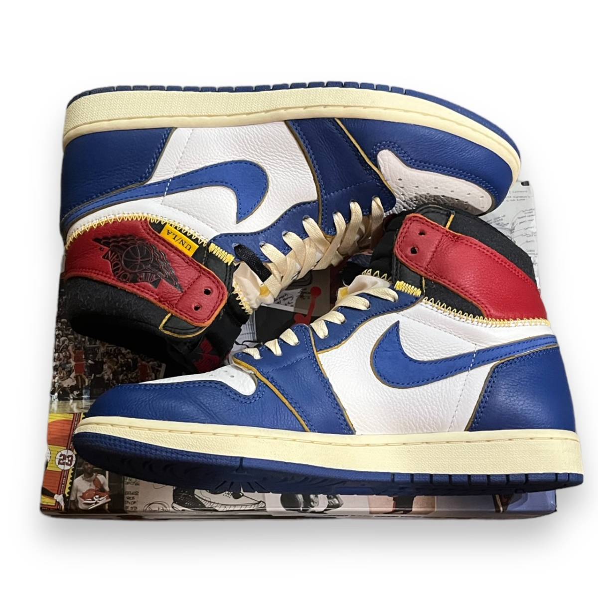 美品 国内正規 ● UNION × NIKE AIR JORDAN 1 RETRO HIGH OG NRG BLUE ユニオン ジョーダン1 スニーカー BV1300-146 27cm_画像3