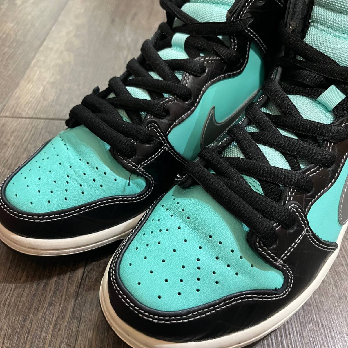 希少 美品 ● NIKE DUNK SB HIGH DIAMOND SUPPLY CO. TIFFANY 653599-400 ティファニー ダンク ハイ スニーカー ナイキ 26.5cm_画像4