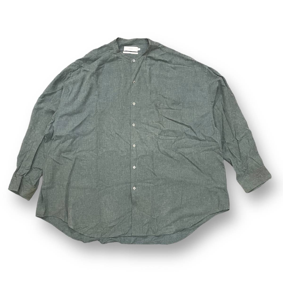 ● Graphpaper 23SS Linen Cupro Oversized Band Collar Shirt オーバサイズ バンドカラーシャツ グラフペーパー GM231-50068 DARK SLATE F