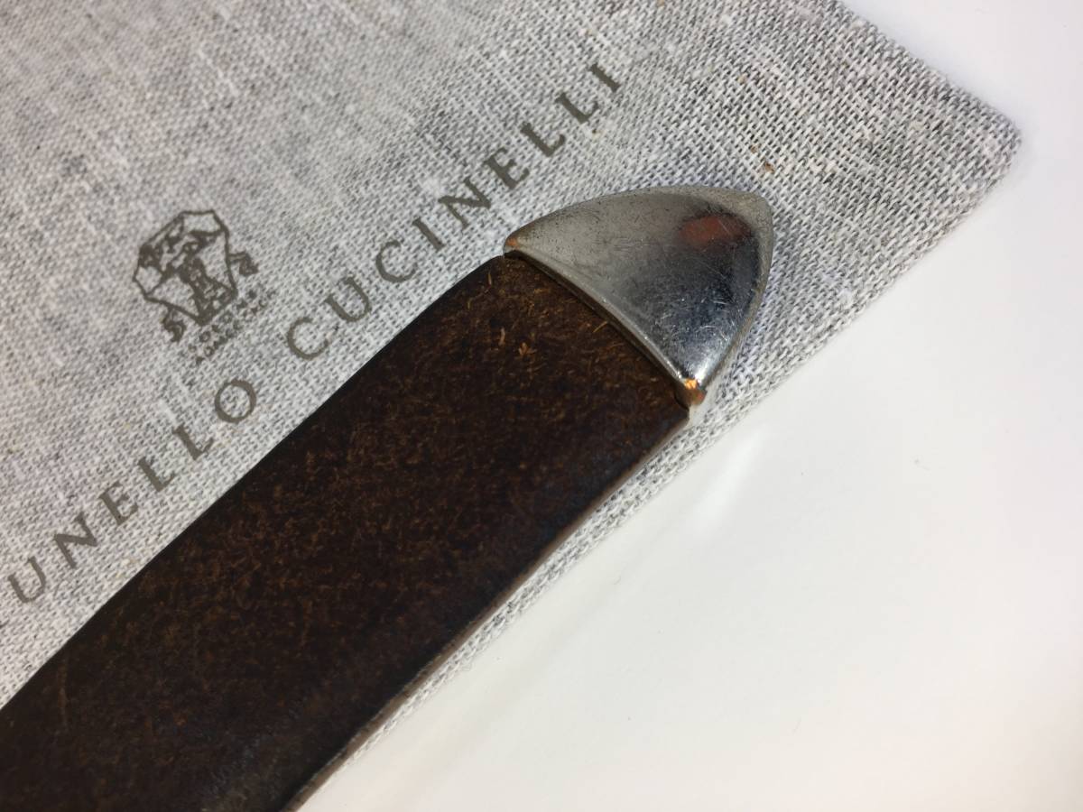 【パケプラ無料】BRUNELLO CUCINELLI ブルネロクチネリ プンターレ レザーベルト 85/胴周約77.5～95.5cm 箱・保管袋付き イタリア製[e1094]_画像6