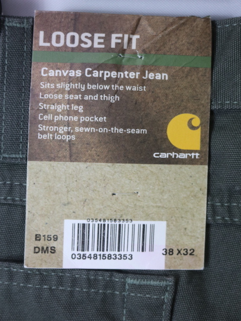 タグ付き 未使用品 メキシコ製 Carhartt カーハート ダック ペインター ワークパンツ(W38L32)グレー LOOSE FIT_画像6