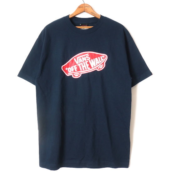 春のコレクション VANS□ロゴプリントTシャツ ネイビー/L 未使用品 OFF