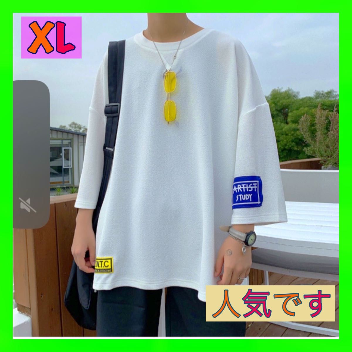 メンズ 白　XLオシャレ オーバーサイズ Tシャツ 半袖 韓国 ストリート 夏