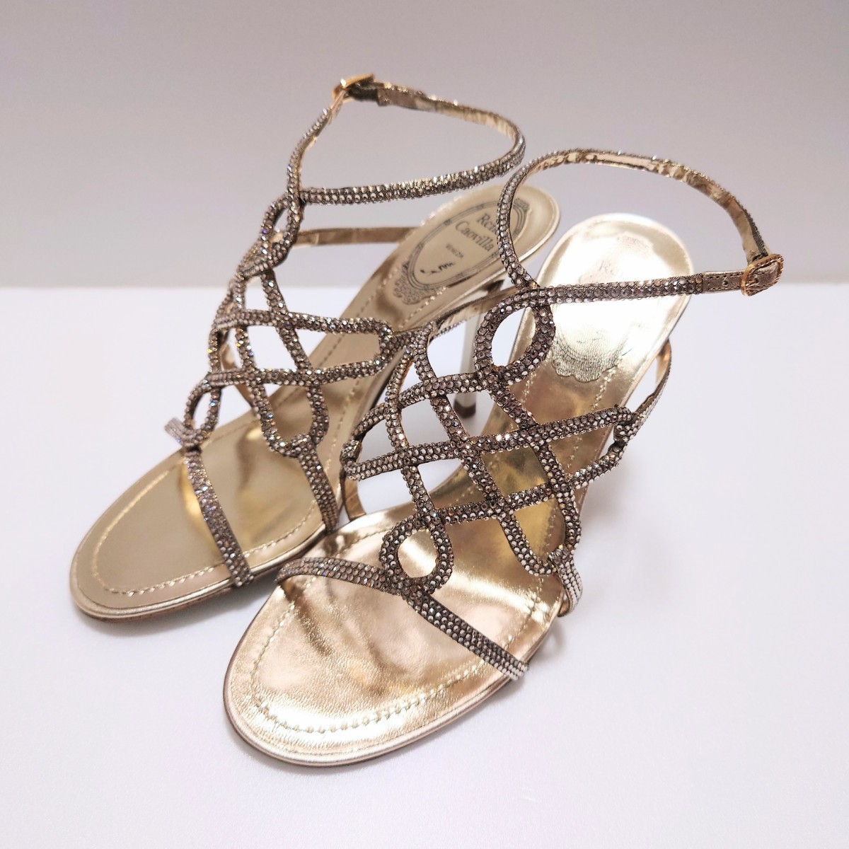  unused Rene Caovilla Kirakira sandals strap Gold 36 rene caovilla