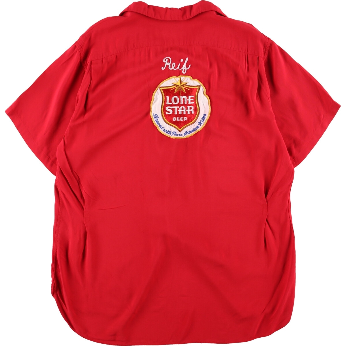 古着 50年代 Seroice Bowling Shirt チェーン刺繍 オープンカラー レーヨンボウリングシャツ USA製 メンズL ヴィンテージ /evb000889_画像3