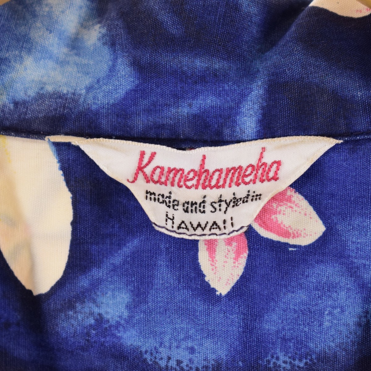 古着 60年代 Kamehameha 総柄 オープンカラー ハワイアンアロハシャツ ハワイ製 メンズL ヴィンテージ /eaa351107_画像3